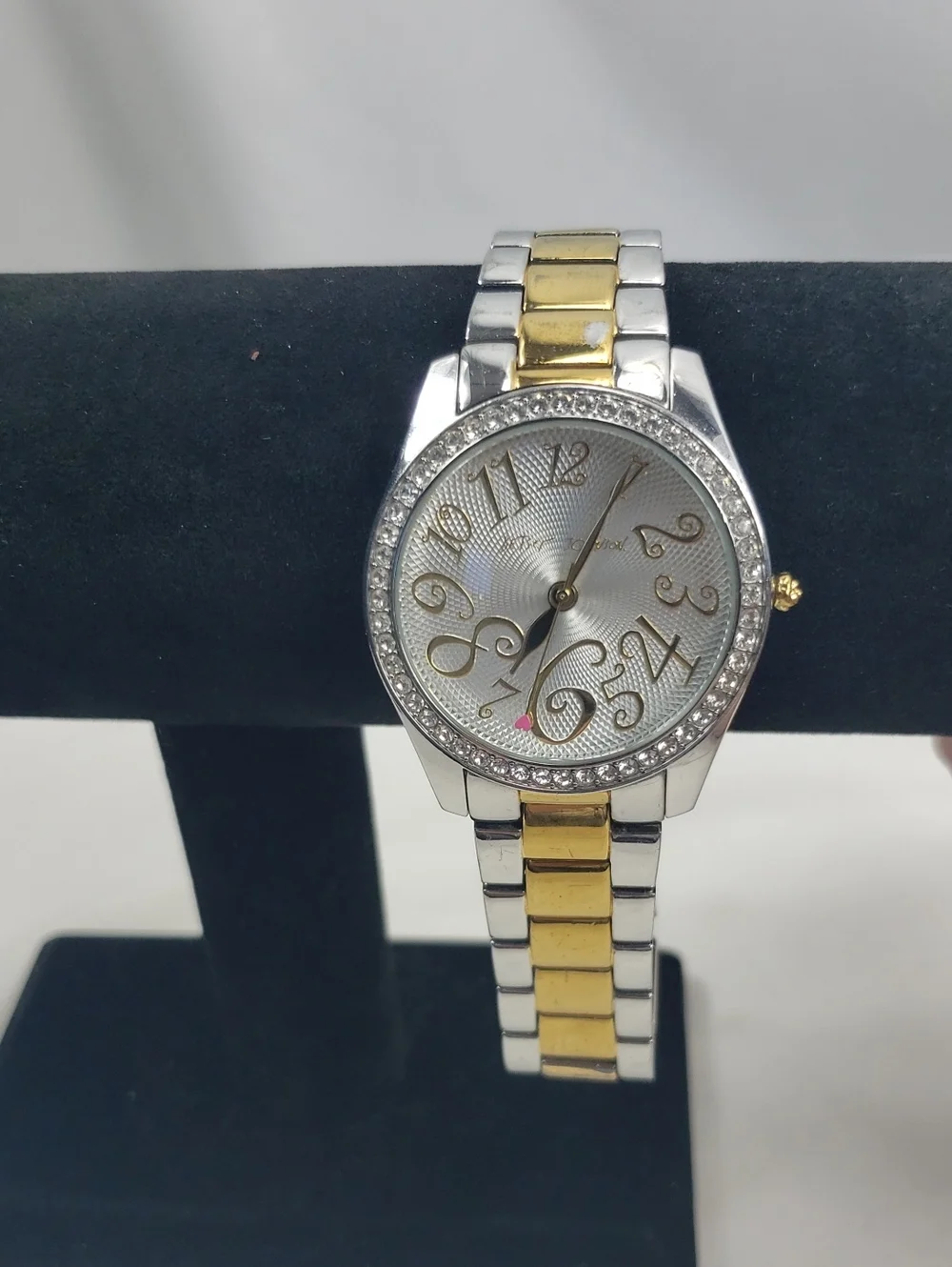 Betsey Johnson Gold & Silver Rhinestone Working Watch